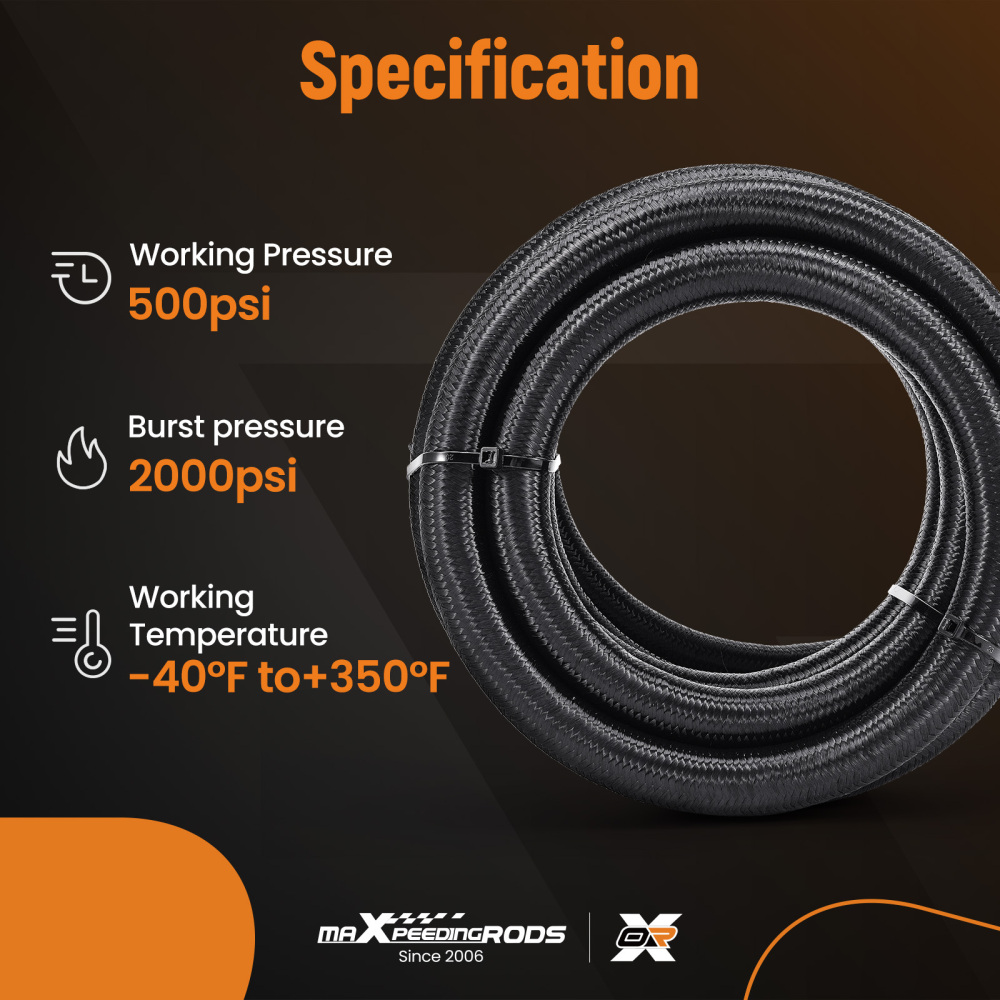 AN10 -10AN Fitting Stainless Steel Nylon Braided Oil Fuel Hose Line 12FT Kit