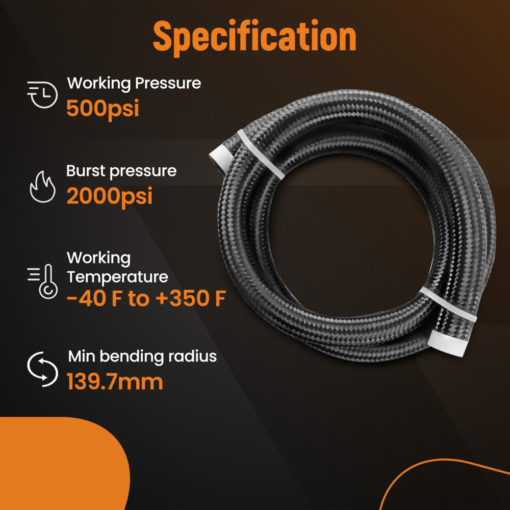 5FT Hose Nylon Stainless Steel Braided CPE Oil Fuel Line 16AN AN16 New 1x