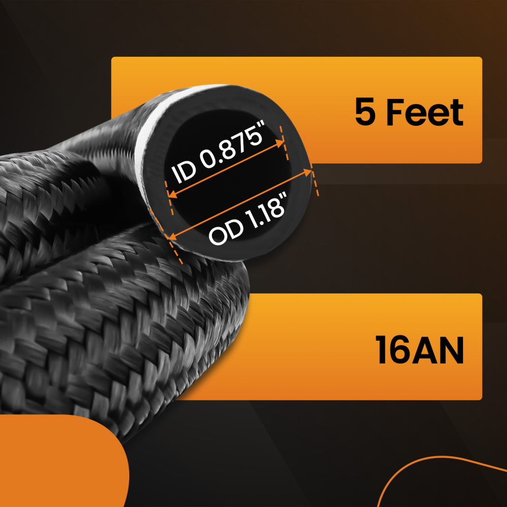 5FT Hose Nylon Stainless Steel Braided CPE Oil Fuel Line 16AN AN16 New 1x