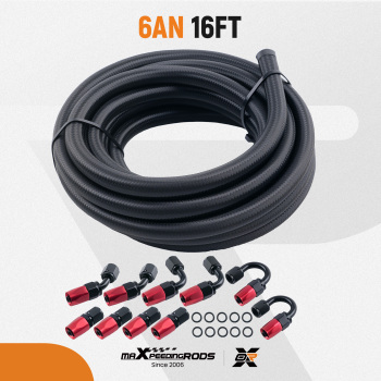Stainless Steel Braided Oil Fuel Line AN6 6AN 5M 16ft & Fitting Hose End Kit