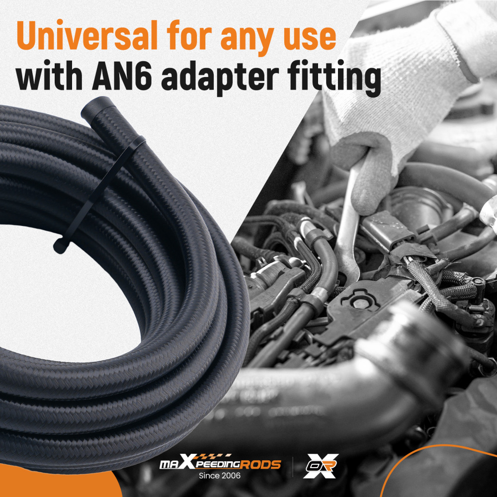 Stainless Steel Braided Oil Fuel Line AN6 6AN 5M 16ft & Fitting Hose End Kit