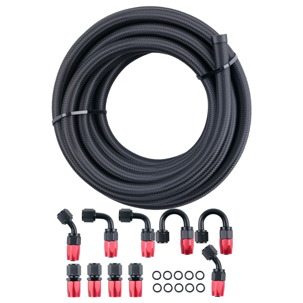 Stainless Steel Braided Oil Fuel Line AN6 6AN 5M 16ft & Fitting Hose End Kit