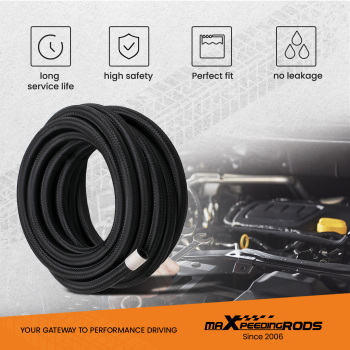 AN6 -6AN Fitting Stainless Steel Nylon Braided Oil Fuel Hose Line 20FT Kit