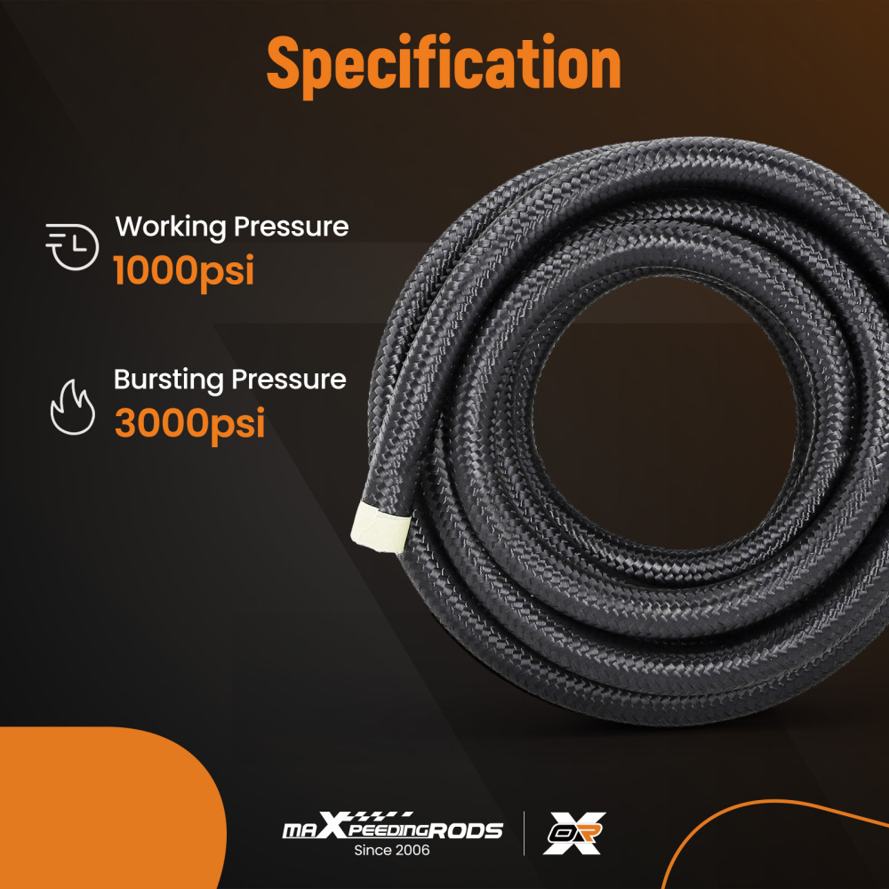 AN8/-8AN Fitting Stainless Steel Nylon Braided Oil Fuel Hose Line 16FT Kit Red