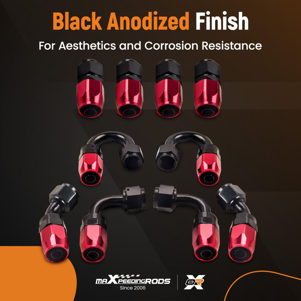 AN8/-8AN Fitting Stainless Steel Nylon Braided Oil Fuel Hose Line 16FT Kit Red