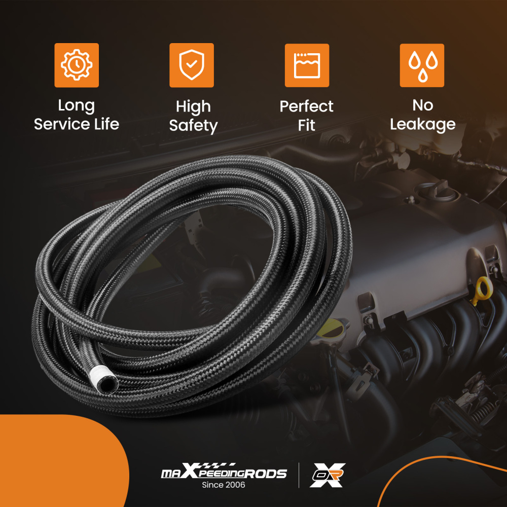 AN8/-8AN Fitting Stainless Steel Nylon Braided Oil Fuel Hose Line 16FT Kit Red