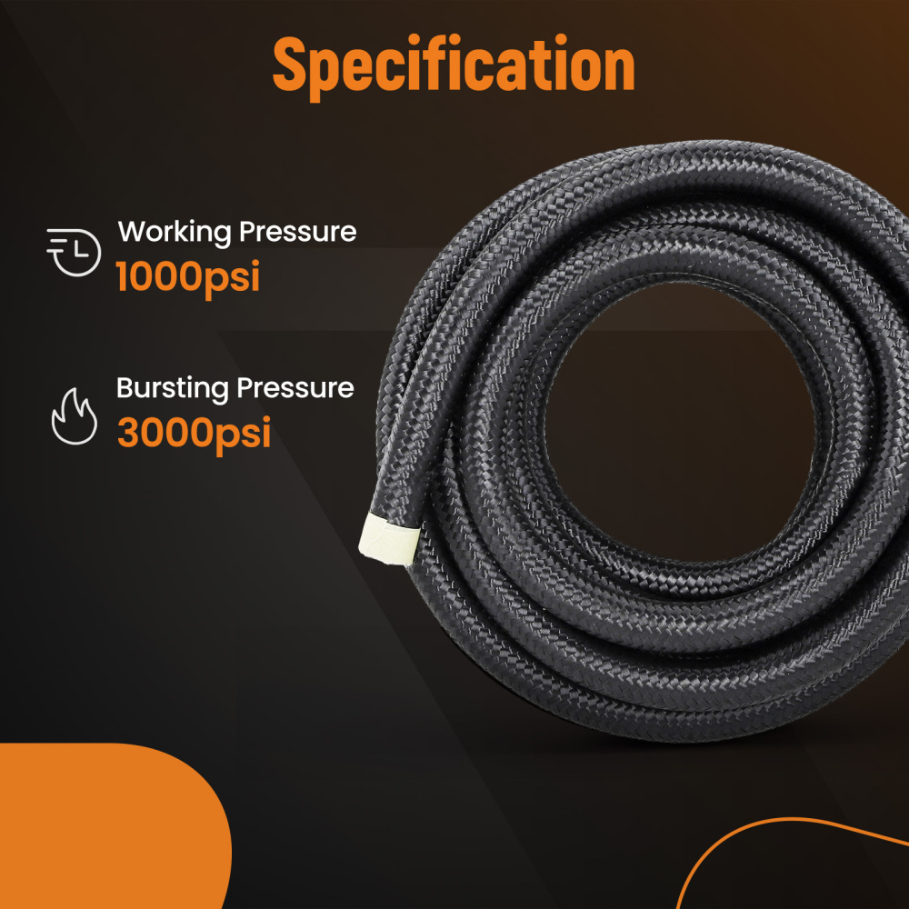 AN8/-8AN Fitting Stainless Steel Nylon Braided Oil Fuel Hose Line 16FT Kit Red