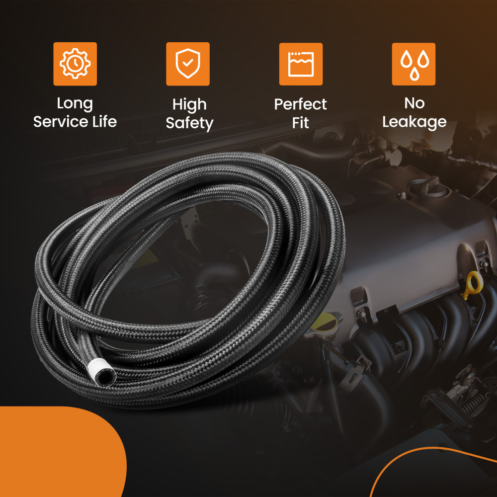 AN8/-8AN Fitting Stainless Steel Nylon Braided Oil Fuel Hose Line 16FT Kit Red