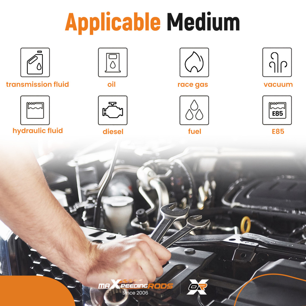 20FT -8AN Nylon Stainless Steel Braided Fuel Gas Oil Line Hose AN8 Black 2000PSI