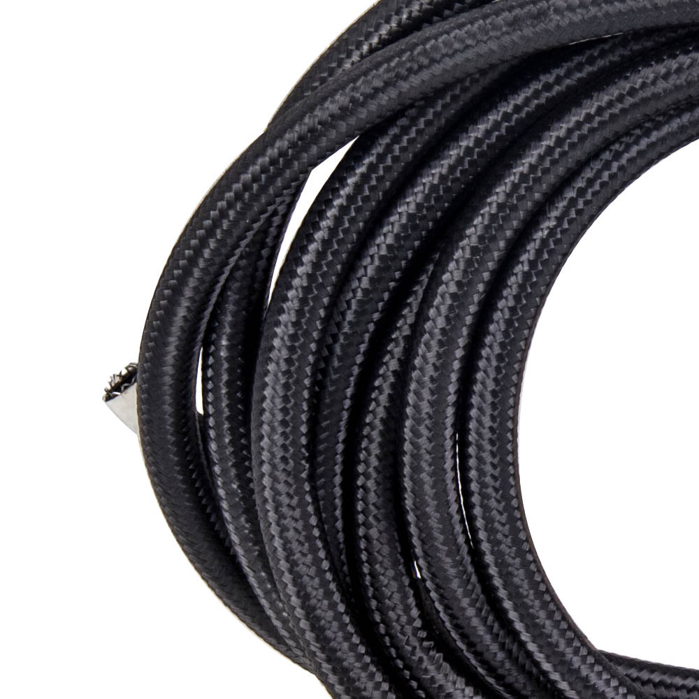 20FT -8AN Nylon Stainless Steel Braided Fuel Gas Oil Line Hose AN8 Black 2000PSI