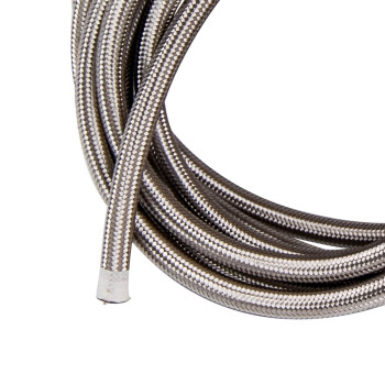 -8 AN Stainless Steel Braided Fuel / Oil Line Hose AN8 20 Ft 6 Meters Silver