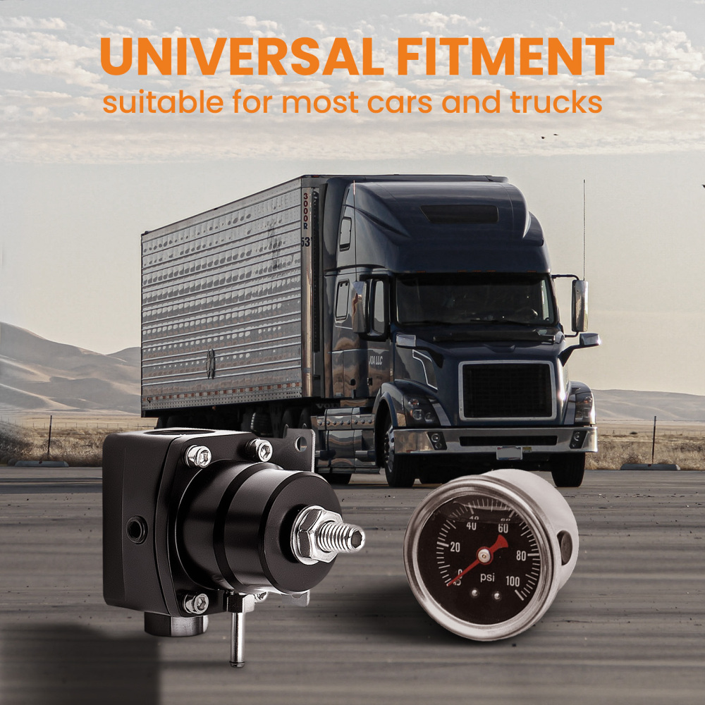 Universal AN6 Adjustable Fuel Pressure Regulator Gauge Fittings Oil Hose Kit