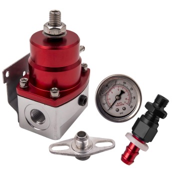 Adjustable Fuel Pressure Regulator Kit 100psi Guage -AN6 Fitting Safe Red Black