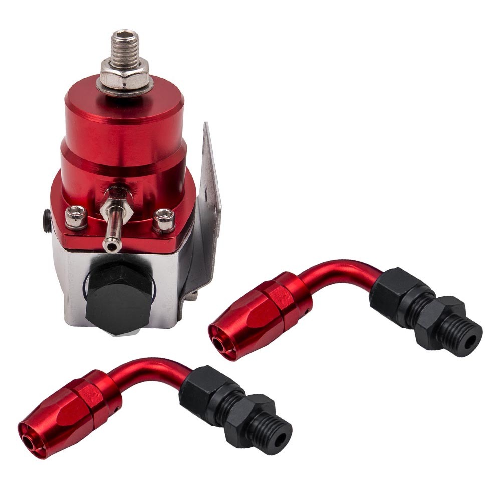 Adjustable Fuel Pressure Regulator Kit 100psi Guage -AN6 Fitting Safe Red Black
