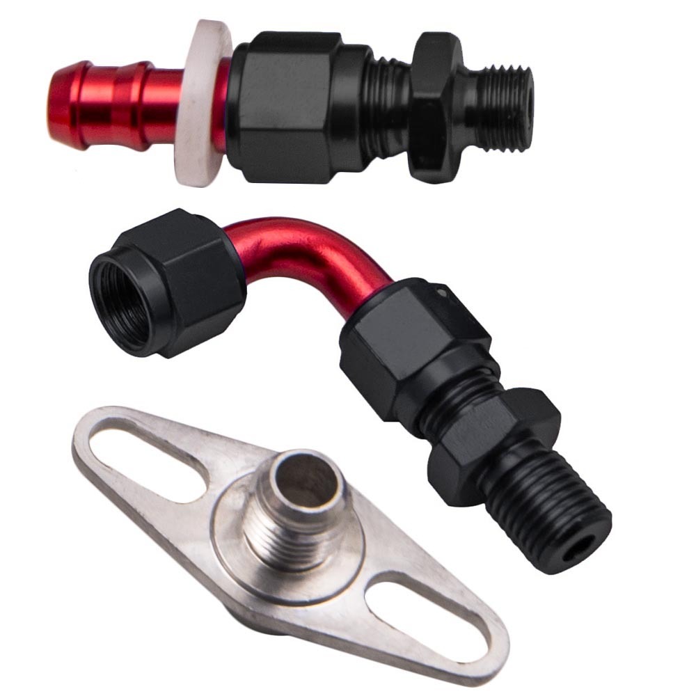 Adjustable Fuel Pressure Regulator Kit 100psi Guage -AN6 Fitting Safe Red Black