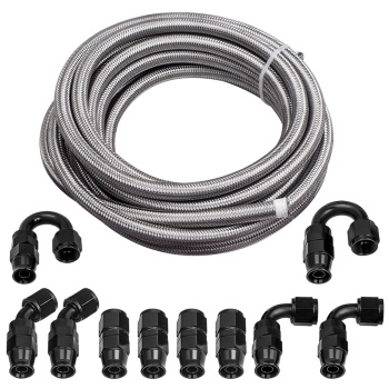 AN10 6Meters Braided PTFE E85 Ethanol 20FT Oil Gas Line Fuel Hose End Fitting