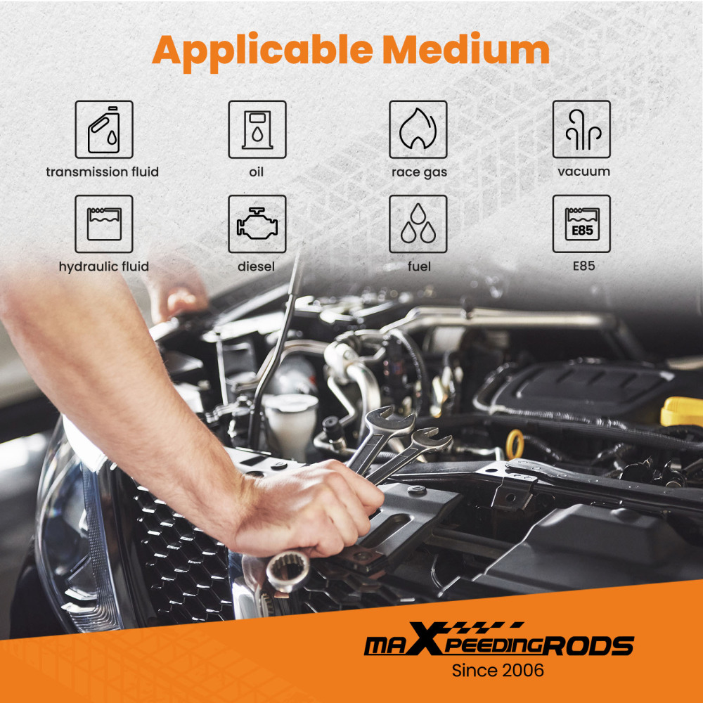 AN-10 Stainless Steel PTFE Fuel Line Hose 6M 20FT and AN10 Swivel Fitting Kit