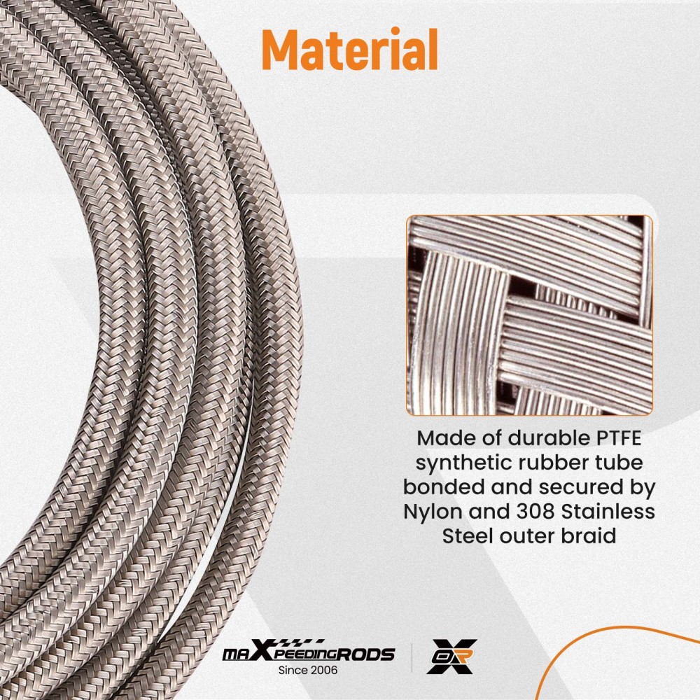 20FT AN6 Stainless Steel PTFE E85 Fuel Line Hose + Fitting Hose End Kit Swivel