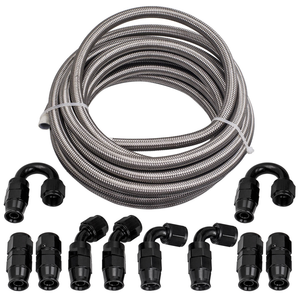6 Meters AN8 8AN PTFE E85 20 Feet Oil Gas Line Fuel Hose + End Fittings Kit