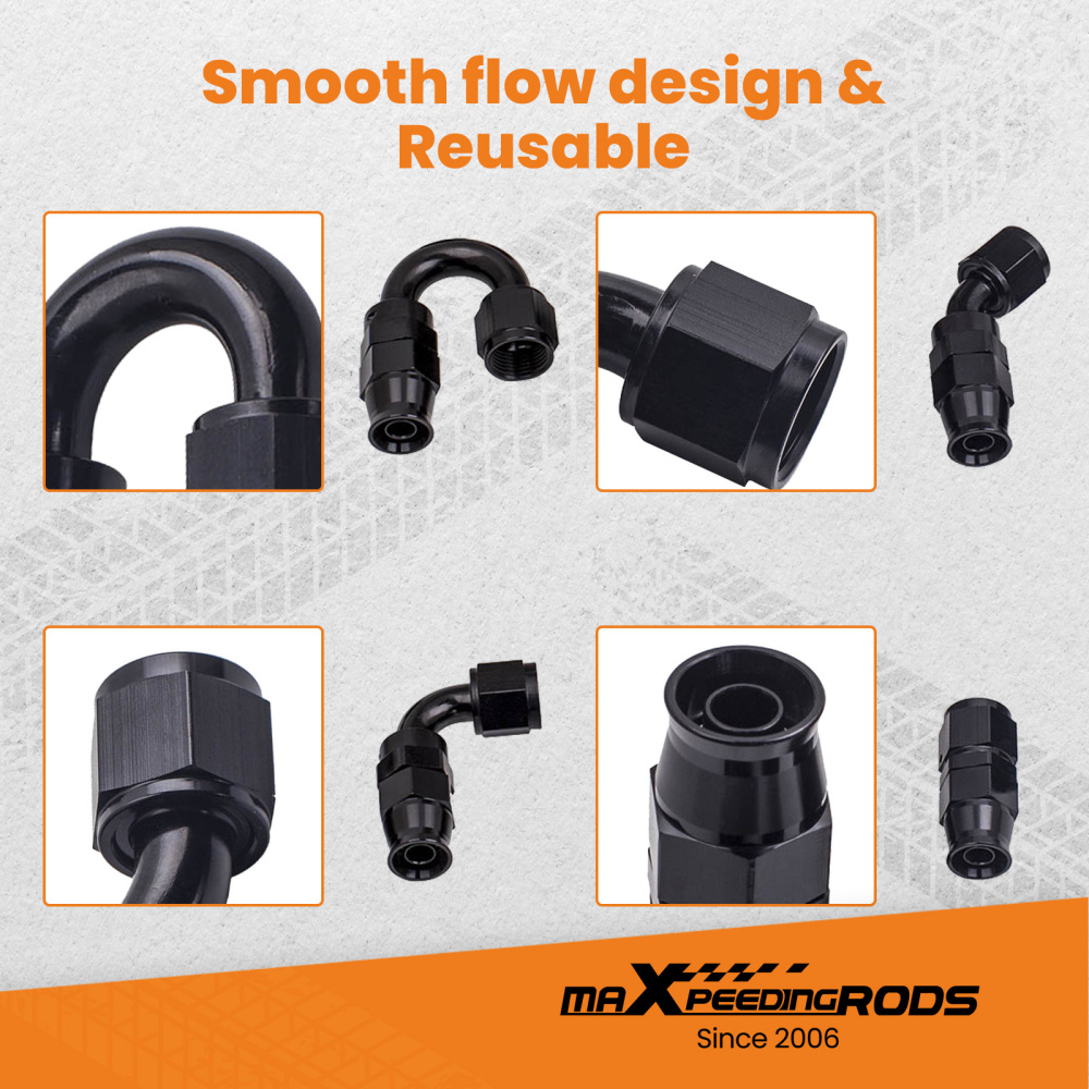 AN-8 AN8 Stainless Steel Fuel Line 20FT Fitting Hose End Ethanol Swivel Kit