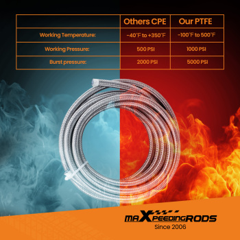 8AN 6 Meters 20FT PTFE Oil Line Fuel Hose Kit Including 10pcs End Fittings