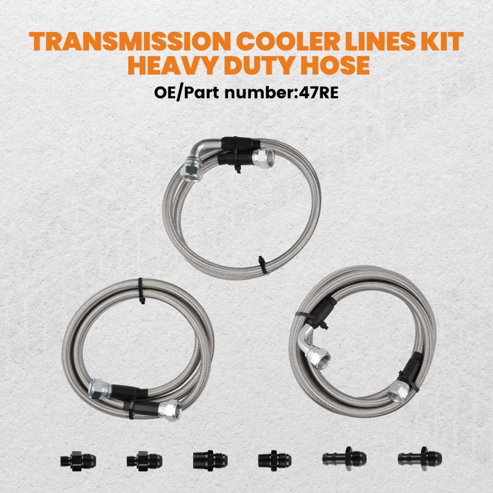 47RE Transmission Cooler Lines KitHeavy Duty FOR 1996-2002 compatible for Dodge Ram 5.9L