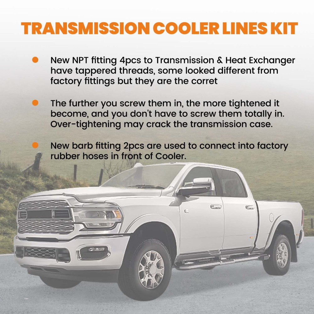47RE Transmission Cooler Lines KitHeavy Duty FOR 1996-2002 compatible for Dodge Ram 5.9L