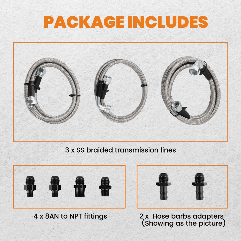 47RE Transmission Cooler Lines KitHeavy Duty FOR 1996-2002 compatible for Dodge Ram 5.9L