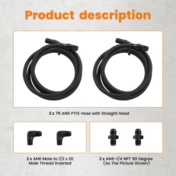 Automatic Transmission Cooler 6AN Hose Line Set compatible for GM 4L60E 4L65E TH350 TH400