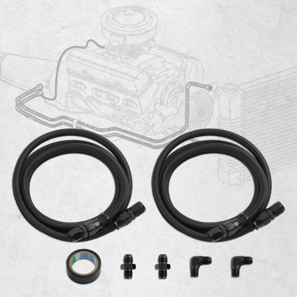 Automatic Transmission Cooler 6AN Hose Line Set compatible for GM 4L60E 4L65E TH350 TH400