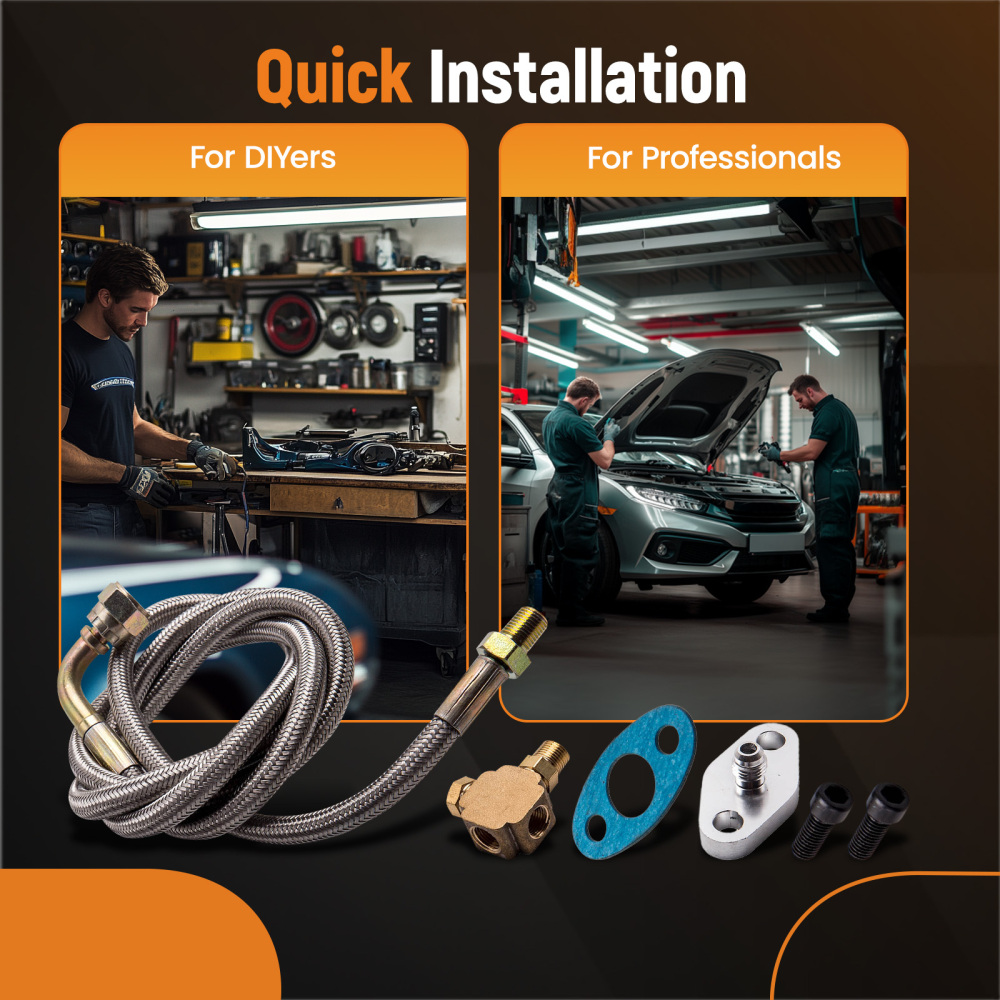 4 AN Hose end fitting Universal 41Turbo Oil Feed + Oil return line kit