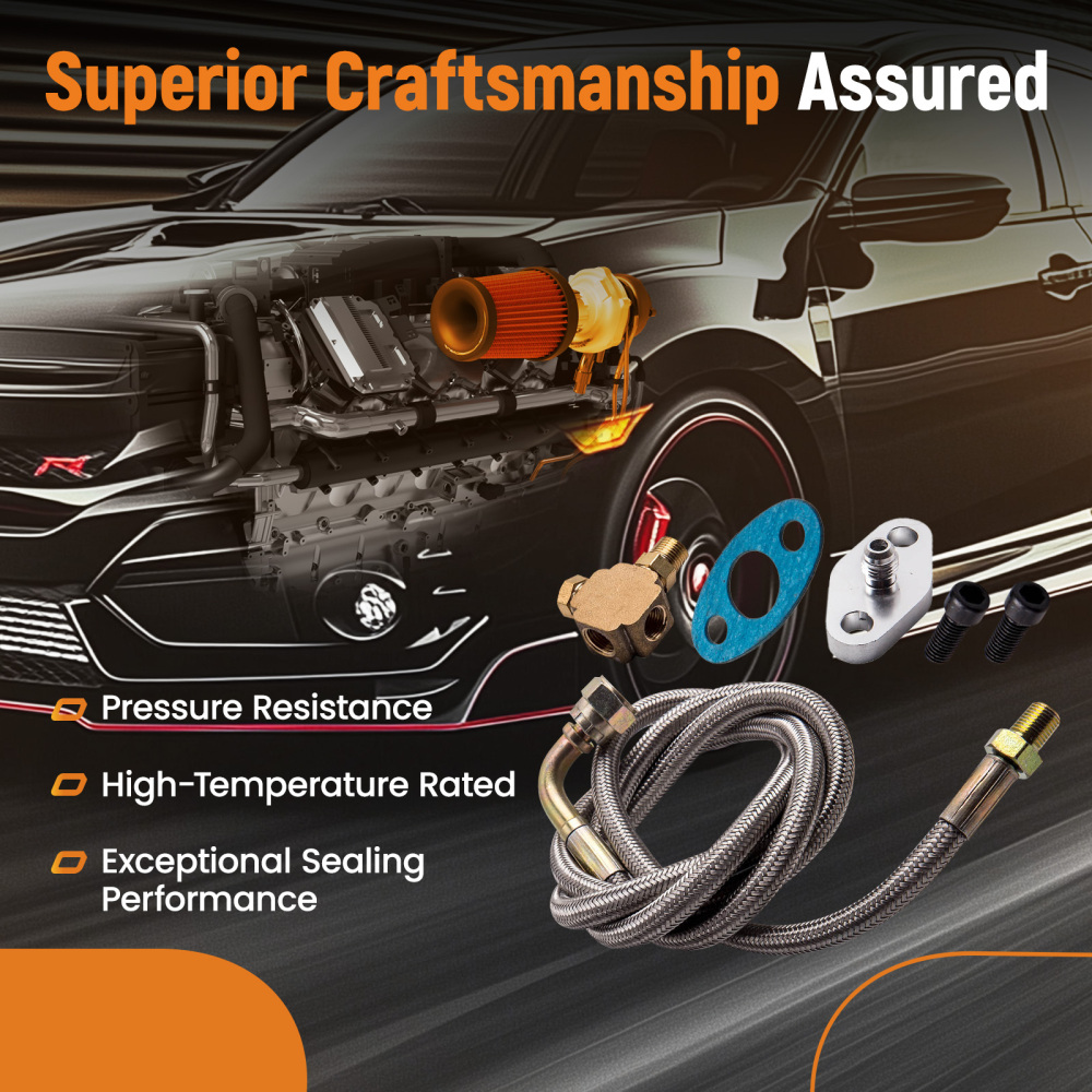 4 AN Hose end fitting Universal 41Turbo Oil Feed + Oil return line kit