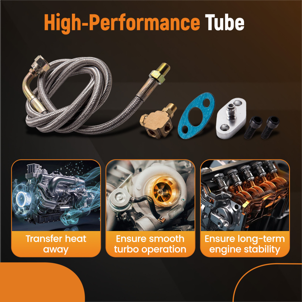 4 AN Hose end fitting Universal 41Turbo Oil Feed + Oil return line kit