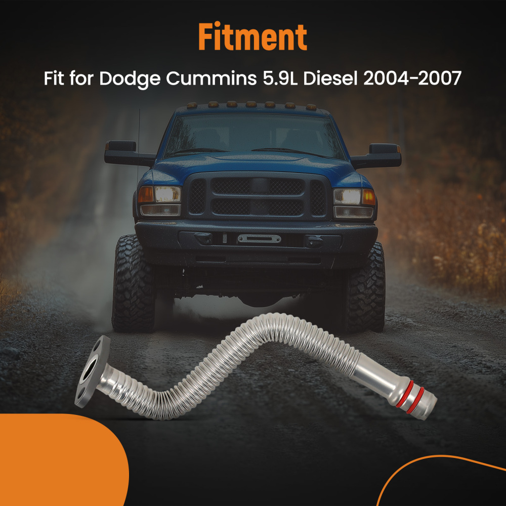 Turbo Oil Return Drain Line Tube compatible for Dodge Cummins Ram 2500 3500 5.9L Diesel