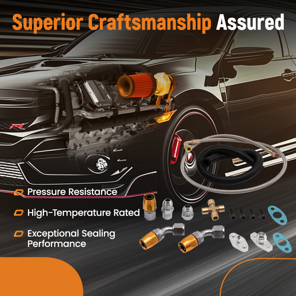 Turbo Oil FeedReturn Line Kit compatible for Ford Falcon BA BF XR6 FG FGX for GT30 GT3582