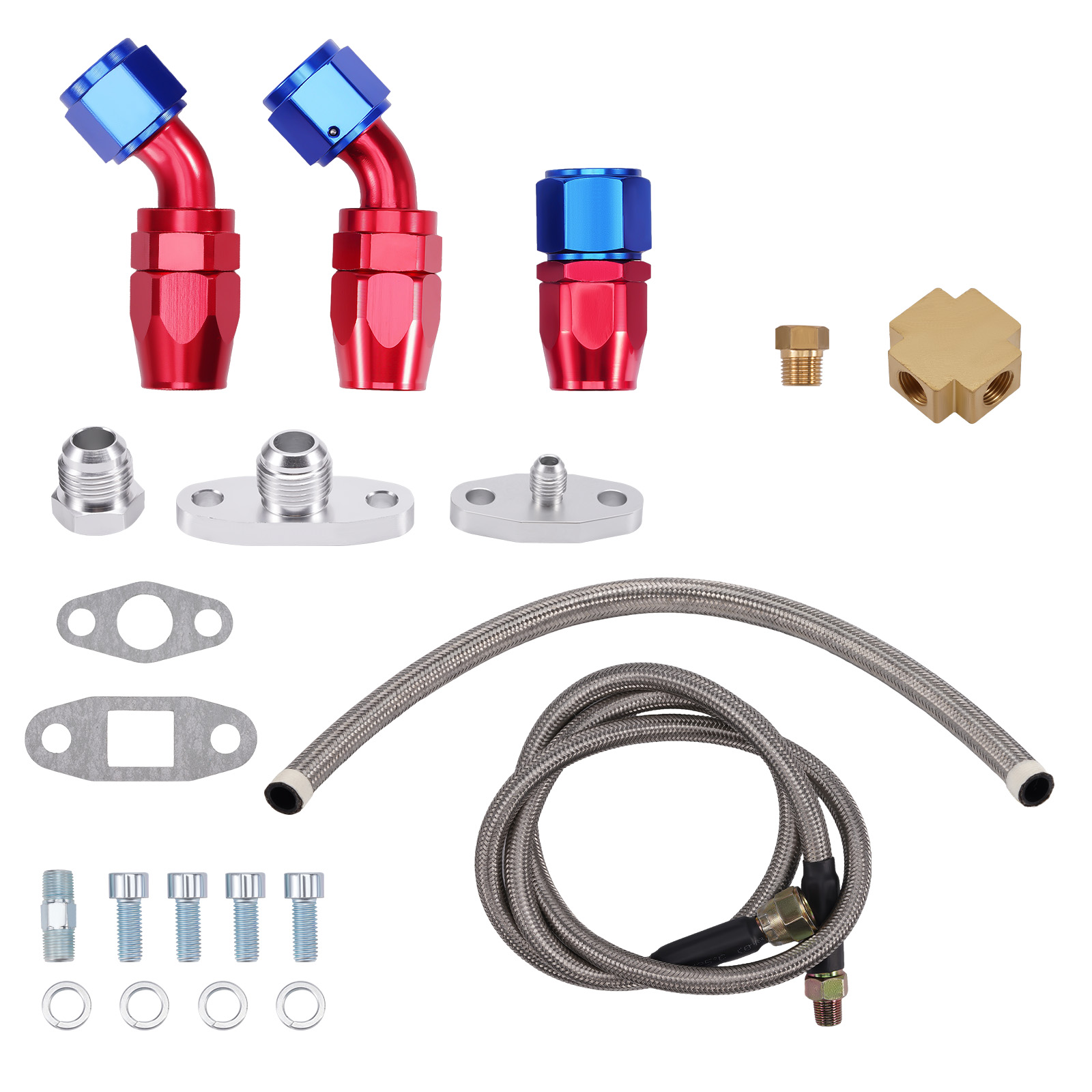 T3 T4 T70 T66 T04E Turbocharger Turbo Oil Feed Return Drain Line fitting kit SPT