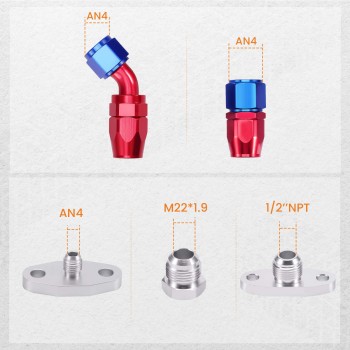 T3 T4 T70 T66 T04E Turbocharger Turbo Oil Feed Return Drain Line fitting kit SPT