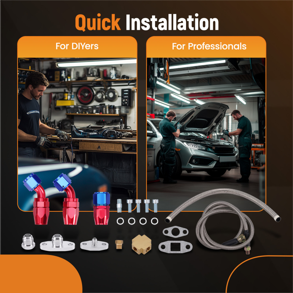 Universal Turbo Oil Line Kits Feed Return Drain Line T3 T4 T70 