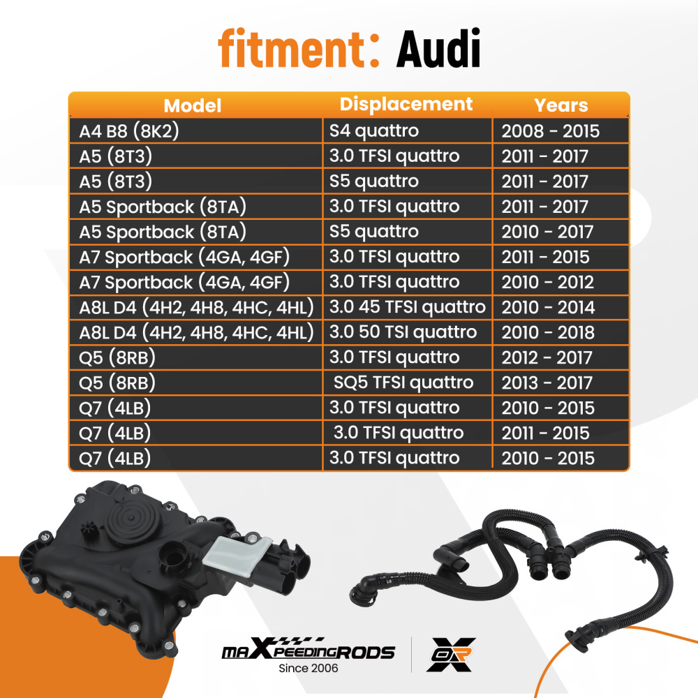 Oil Separator PCV Valve Vent W/Tube compatible for Audi 06E103547AB 06E103547S 06E103547H