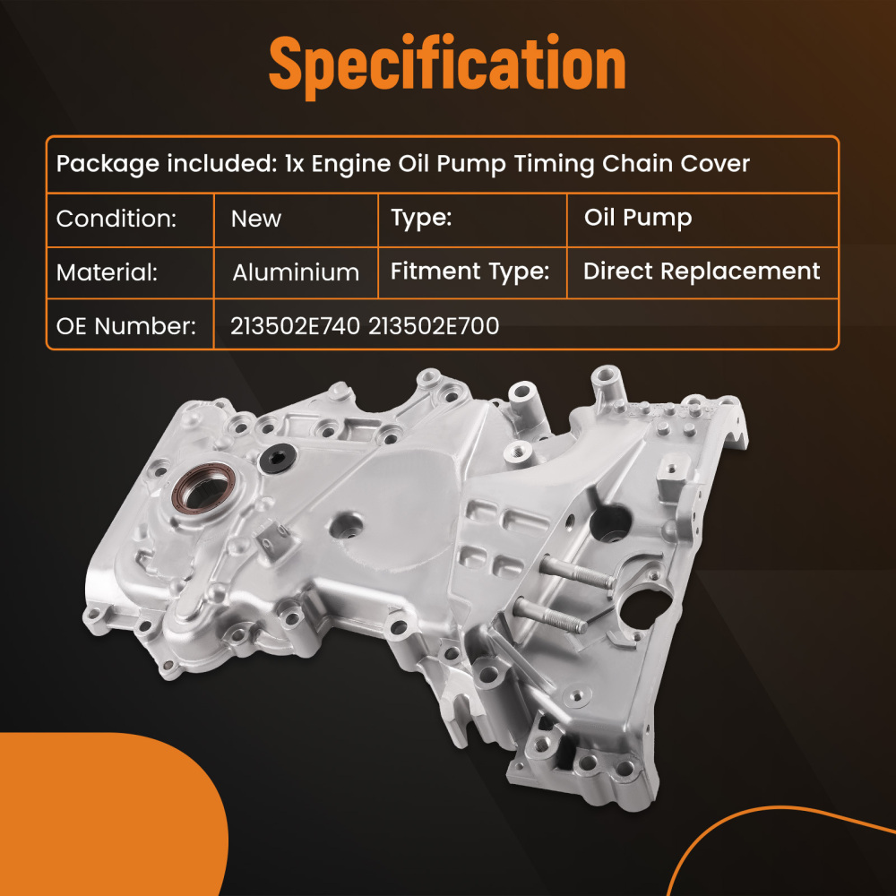 Engine Oil Pump Timing Chain Cover For 2017-20 compatible for Hyundai Elantra 2.0L21350-2E740