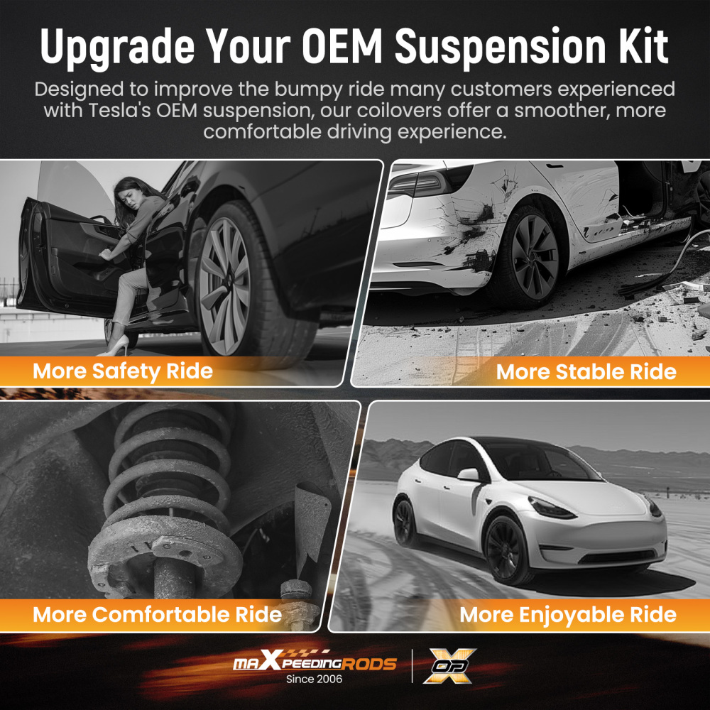 MaXpeedingrods Coilovers Lowering Kit compatible for Tesla model Y 2020+ RWD Height Adjustable