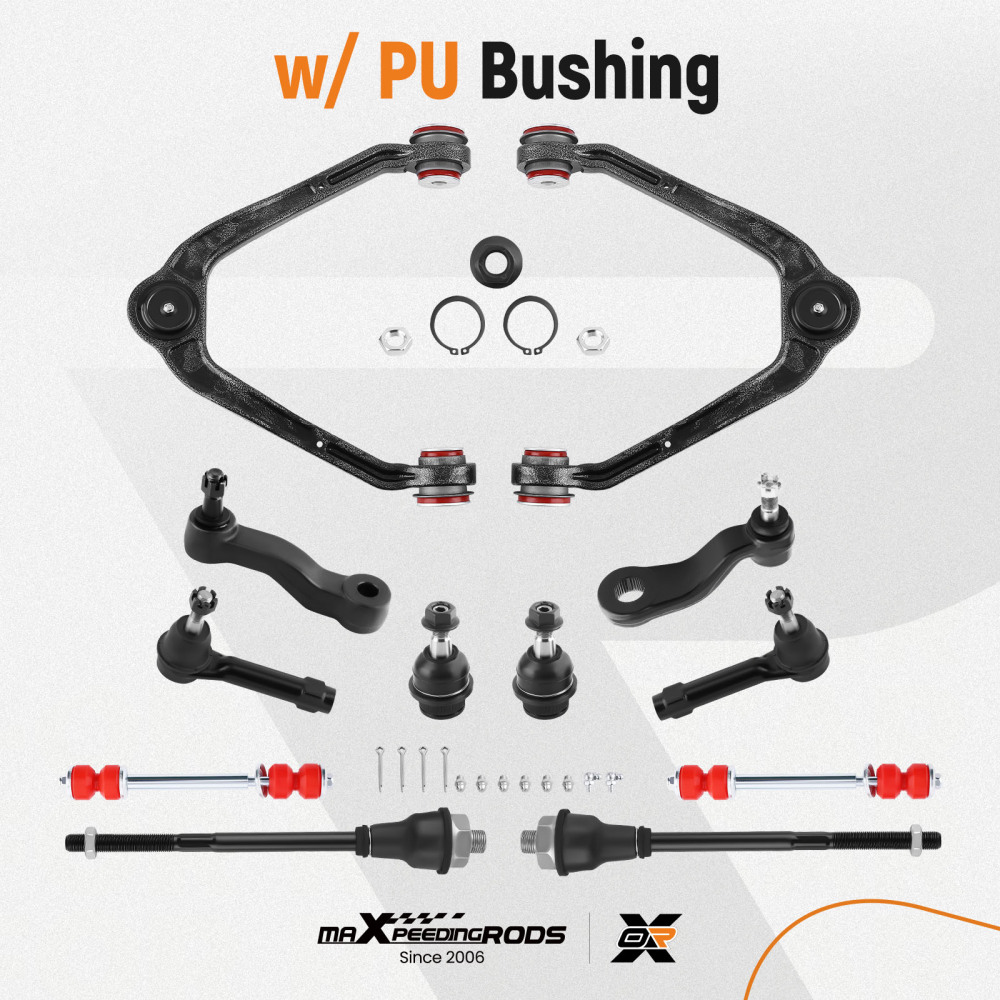 14x Upper Lower Control Arms Poly Bushing Tierod For 99-06 compatible for Silverado Sierra 1500