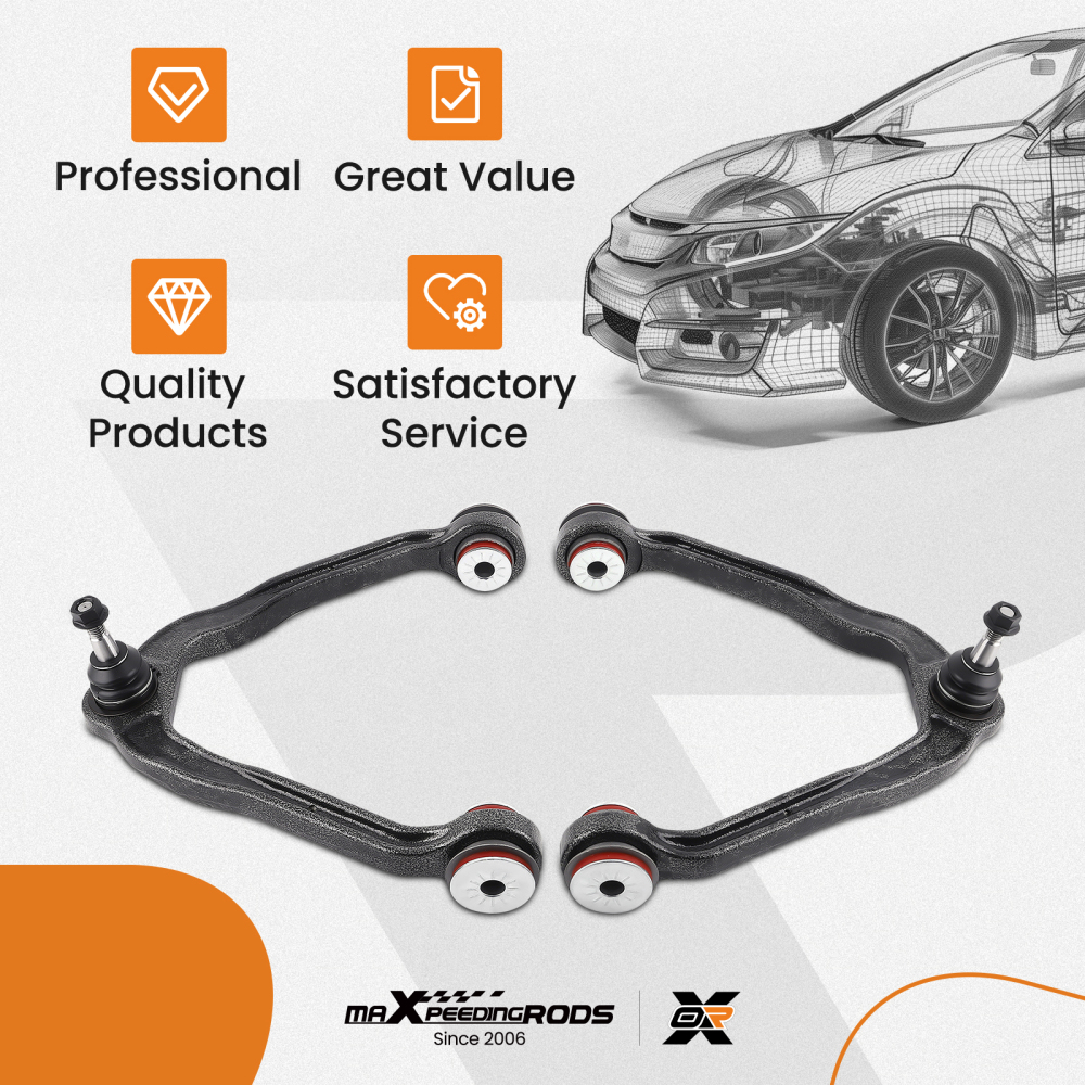 Front Upper Lower Control Arm w/PU for 1999-2003 compatible for Chevy Silverado GMC Sierra 4WD