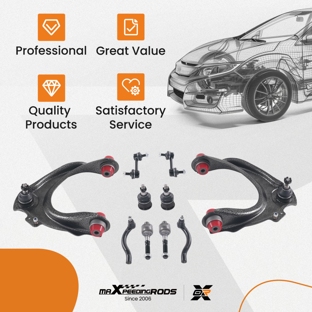 maXpeedingrods 10Pcs Front Upper Control Arm Kit for Honda Accord 2003-2007