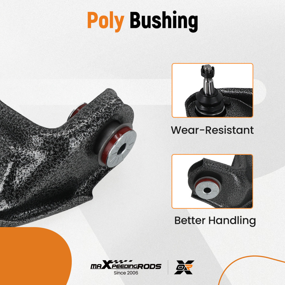 Front Upper Control Arm + Poly Bushing for 1984-2004 compatible for Chevy S10 Blazer 1995-2005
