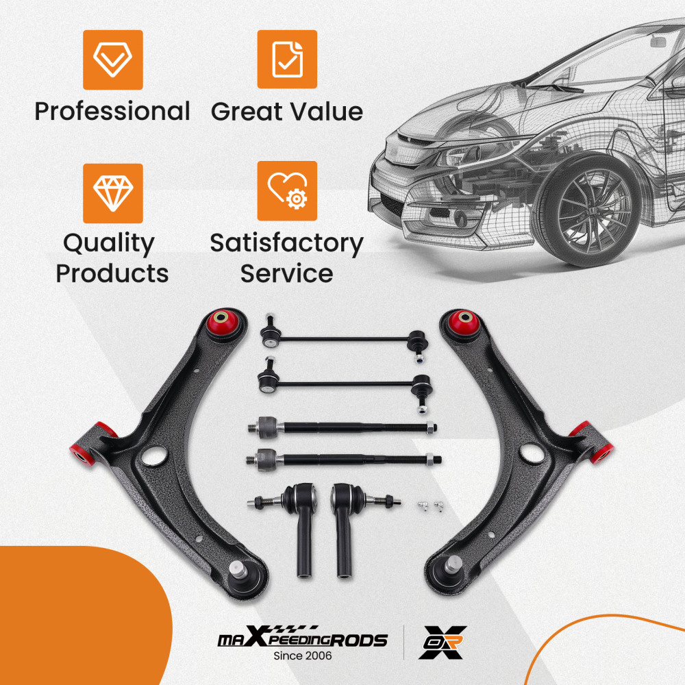 Front Lower Control Arm Tie Rod Kit compatible for Dodge Caliber Patriot Compass 2007-2017