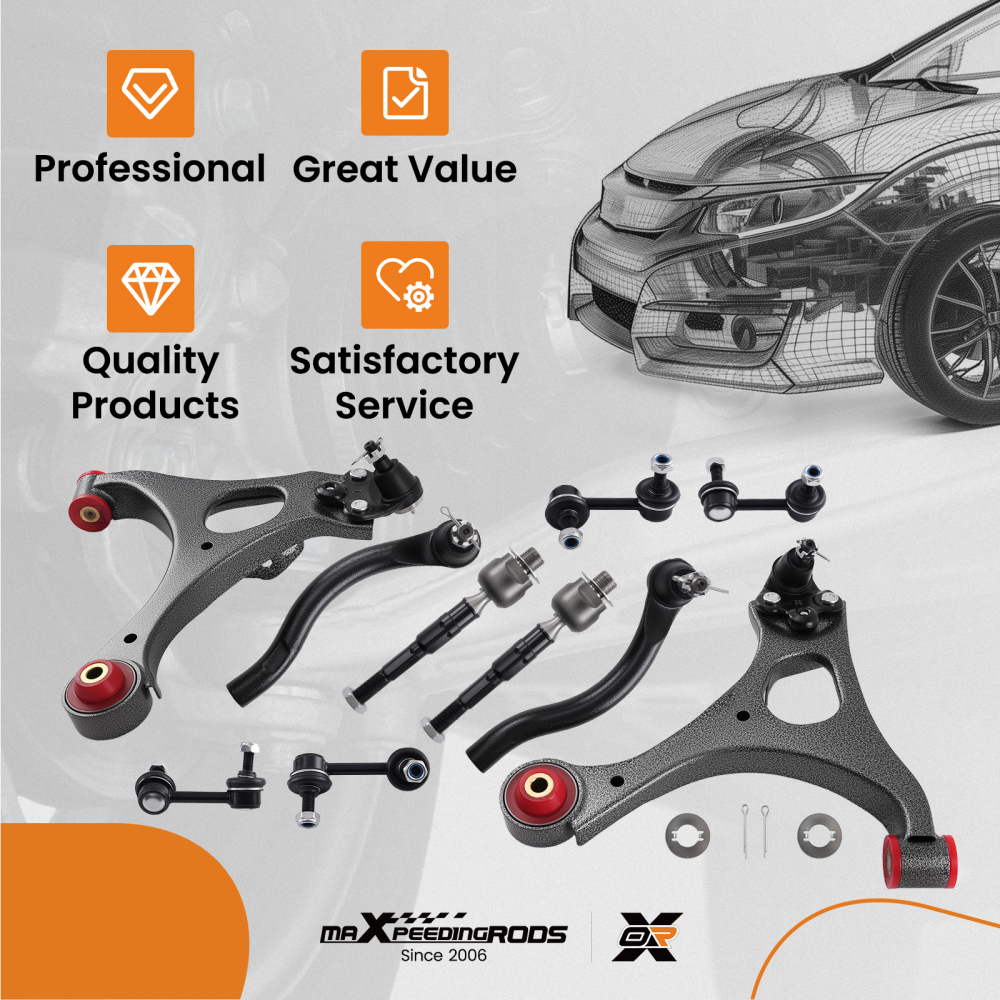 12x Front Lower Control Arm Ball Joint Sway Bar compatible for Honda Civic 2006 2007 - 2011
