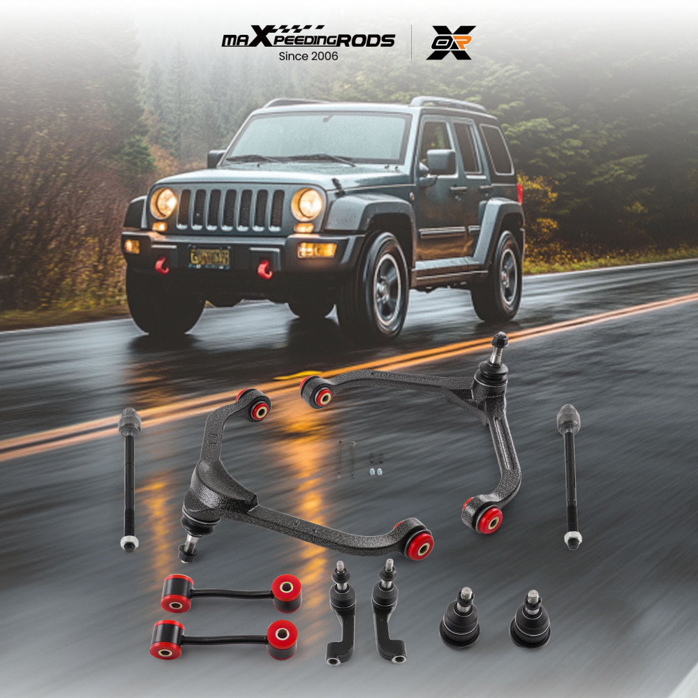 10x Front Upper Suspension Control Arm Tie Rod Kit for 2002 - 2004 compatible for Jeep Liberty