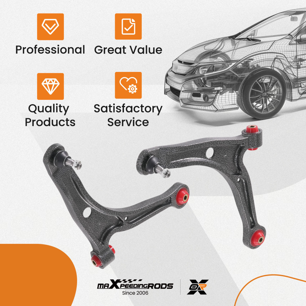 maXpeedingrods 2Pc Front Lower Control Arm with Ball Joint & Poly Bushing Compatible For Honda Pilot 2003-2008