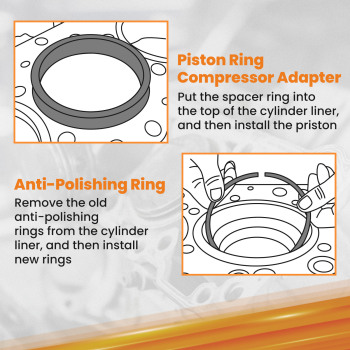 Piston Ring Compressor Remover Installer Adapter Ring Kit compatible for Cummins ISX QSX 15